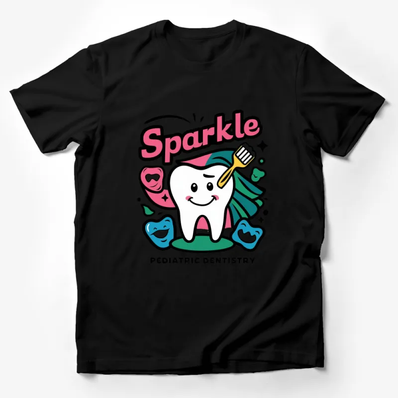 Sparkle Pediatric Dentistry T-Shirt, Colorful Kids Dental Health Tee, Dentist Office Shirt, Tooth and Toothbrush Graphic Top Male T-Shirt