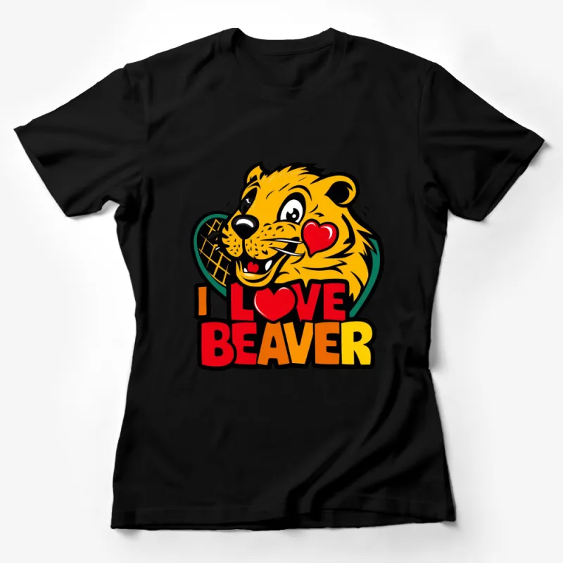 I Love Beaver Cartoon T-Shirt, Funny Animal Lover Graphic Tee, Cute Beaver Holding Heart, Unisex Shirt for All Ages Female T-Shirt