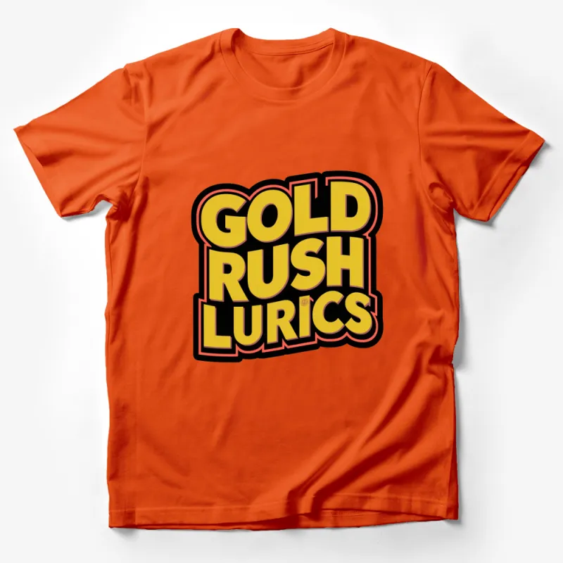 Vintage Gold Rush Lurics Logo T-Shirt, Retro Bold Text Design, Unisex Graphic Tee Male T-Shirt