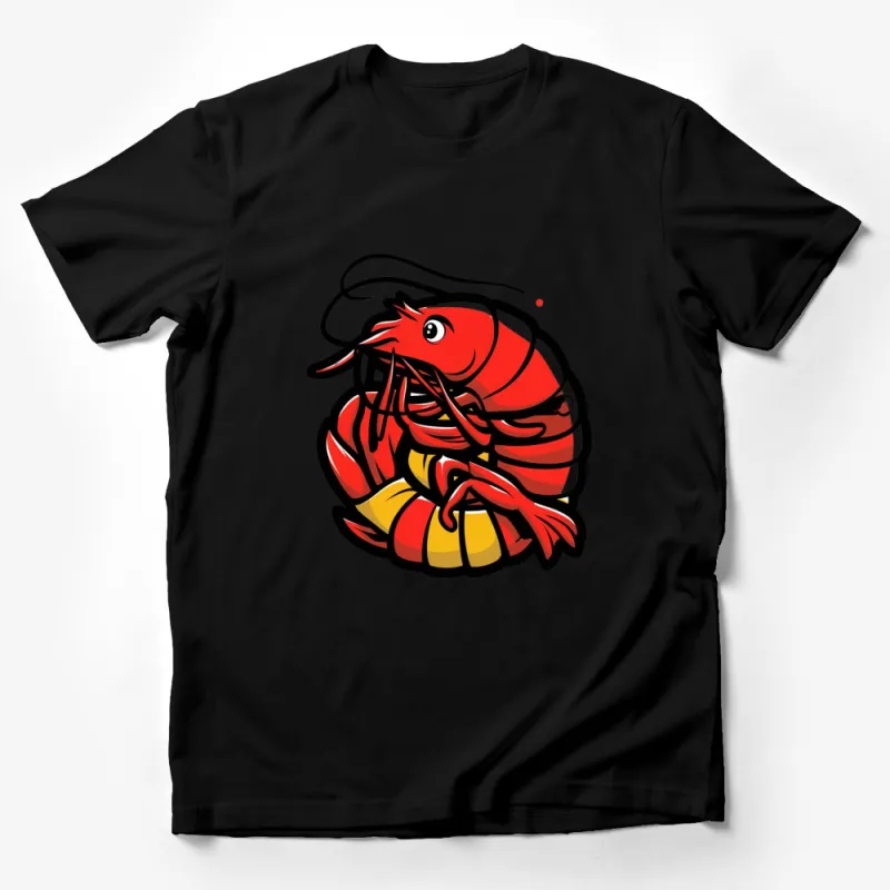 Colorful Lobster Graphic T-Shirt, Bold Red and Yellow Seafood Design, Casual Wear for Seafood Lovers Male T-Shirt