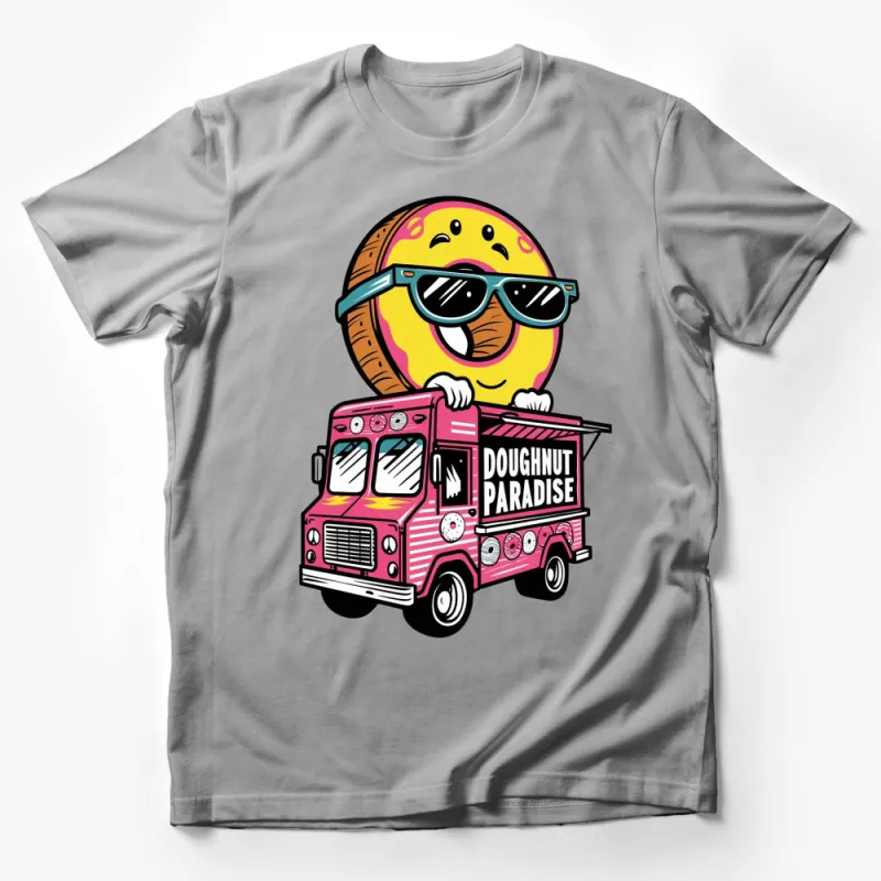 Colorful Doughnut Paradise T-Shirt, Fun Food Truck Graphic Tee, Unisex Casual Wear for All Male T-Shirt