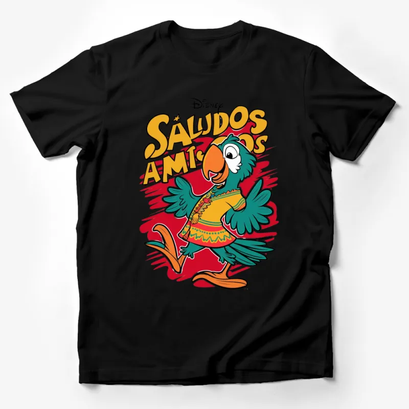 Vintage Disney Saludos Amigos Parrot T-Shirt, Colorful Cartoon Bird Tee, Classic Animation Fan Apparel Male T-Shirt