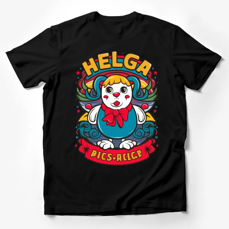 Helga Cartoon Character T-Shirt, Cute Lion Design, Colorful Kids Graphic Tee, Unisex Male T-Shirt