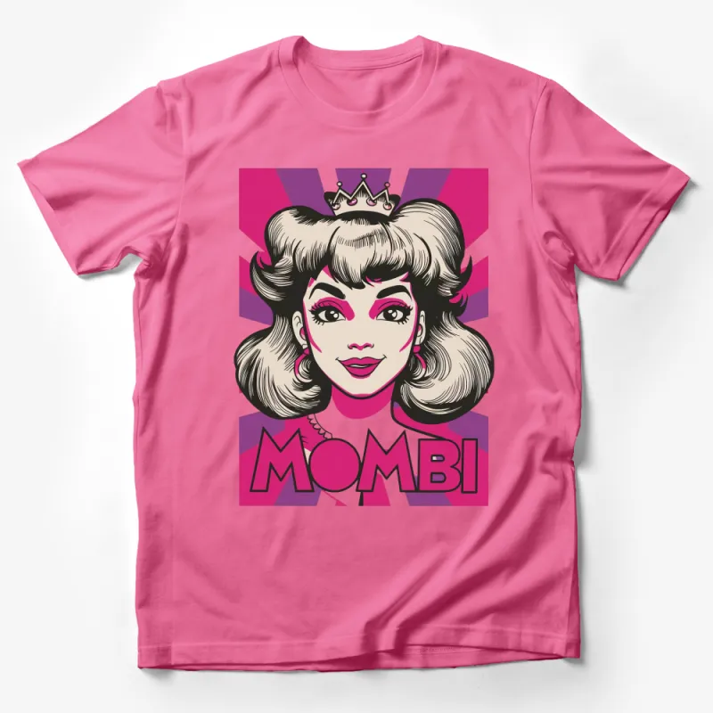 Retro Pop Art Style Mombi Graphic T-Shirt, Bold Pink and Purple, Trendy Fashion Tee for All Male T-Shirt