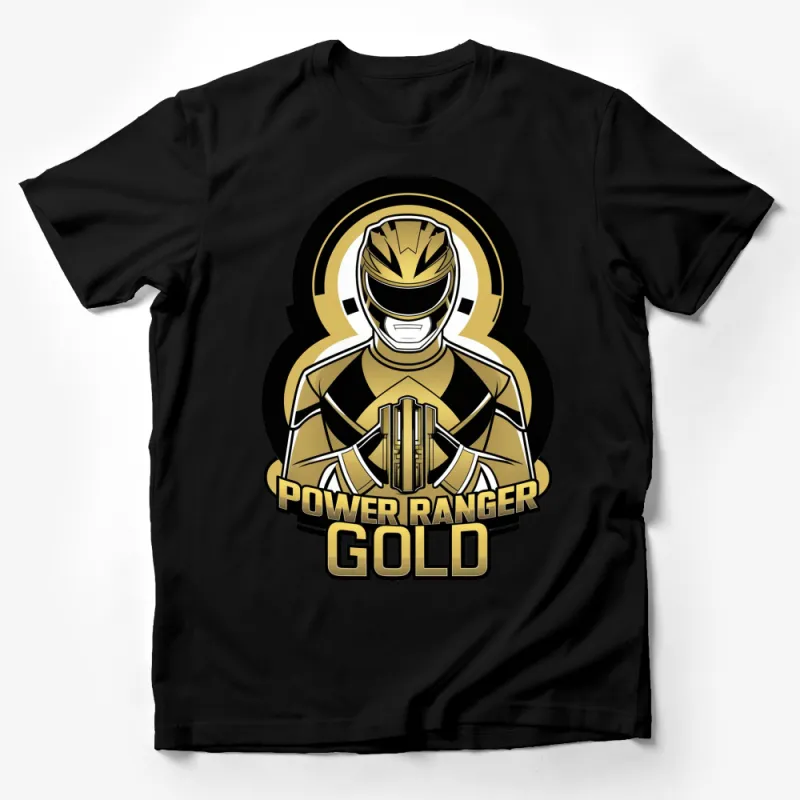 Power Ranger Gold T-Shirt, Vintage Style Superhero Tee, Retro Graphic Shirt, Cool Pop Culture Apparel Male T-Shirt