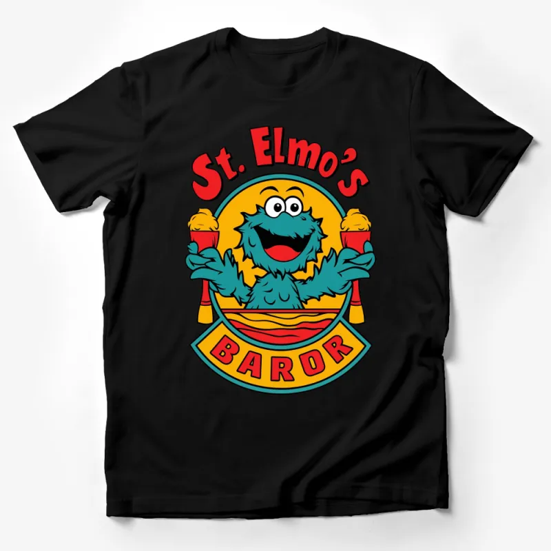 St. Elmo's Baror Colorful Cartoon Character T-Shirt, Fun Graphic Tee for All Ages Male T-Shirt