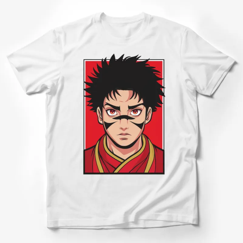 Anime Character Red and Black T-Shirt, Cool Manga Warrior Tee, Unisex Graphic Shirt, Gift for Anime Fans Male T-Shirt