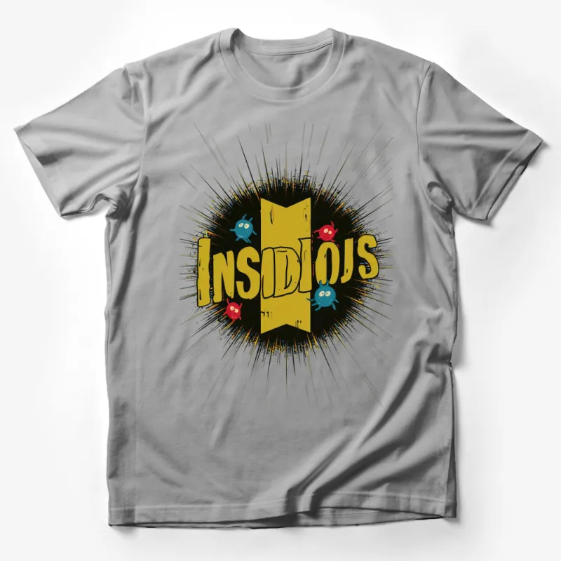 Insidious Movie Fan T-Shirt, Bold Text and Colorful Demons Design, Unique Graphic Tee Male T-Shirt