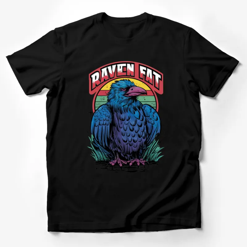 Raven Cat Graphic T-Shirt, Unique Animal Hybrid Tee, Colorful Vintage Style Art, Unisex Casual Wear Male T-Shirt