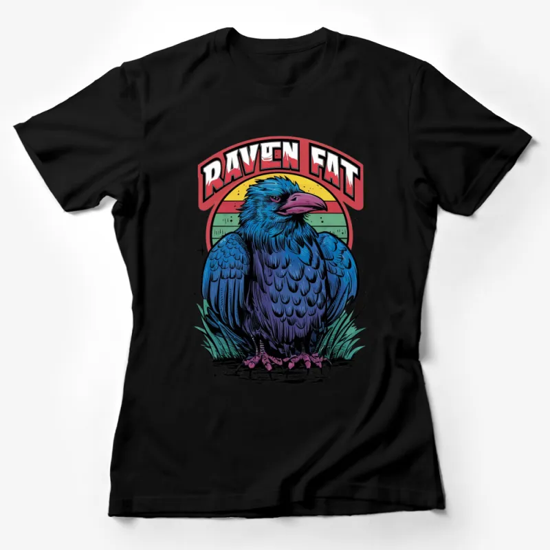 Raven Cat Graphic T-Shirt, Unique Animal Hybrid Tee, Colorful Vintage Style Art, Unisex Casual Wear Female T-Shirt