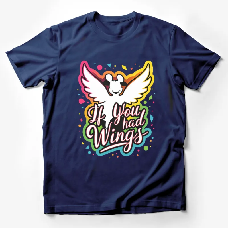 Colorful Winged Heart Graphic Tee If You Had Wings Inspirational Shirt Male T-Shirt