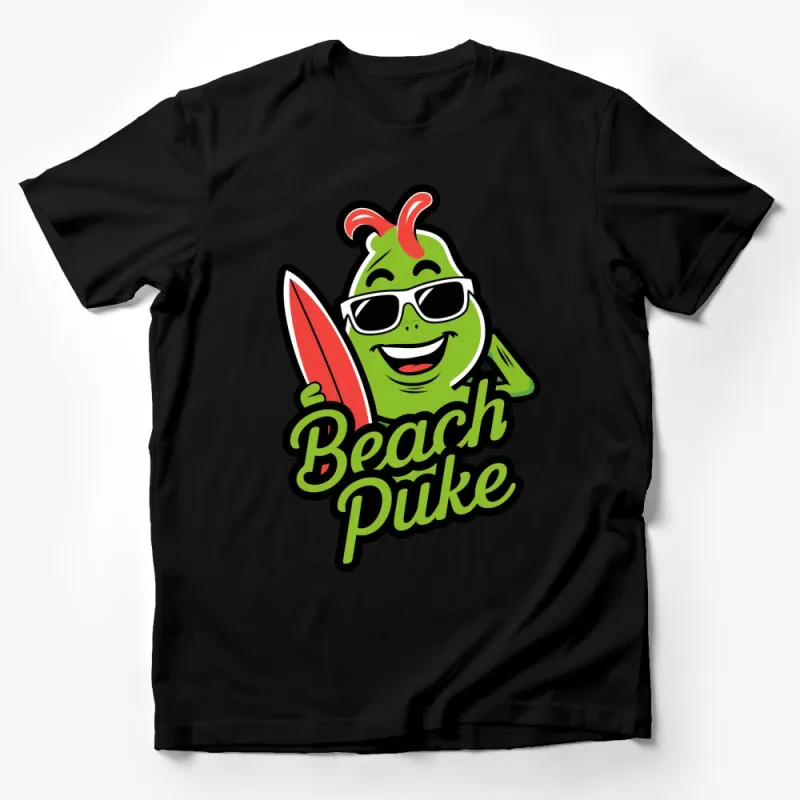 Surfing Avocado with Sunglasses T-Shirt, Beach Puke Graphic Tee, Summer Casual Wear Male T-Shirt