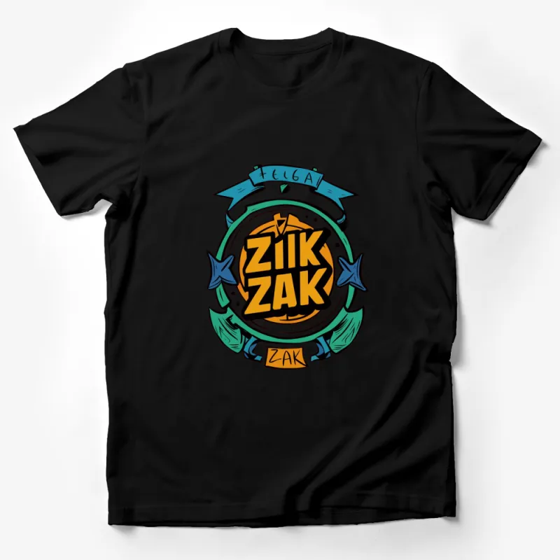 Zik Zak Graphic Tee, Bold Lettering, Streetwear Style Shirt, Unique Hip Hop Inspired Design T-Shirt Male T-Shirt