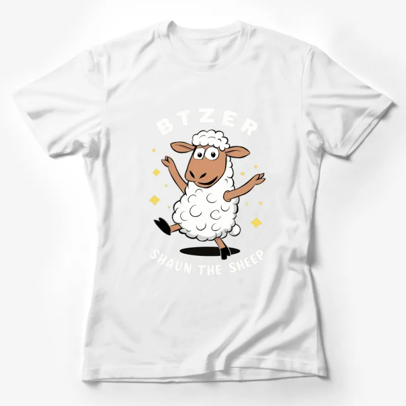 Shaun the Sheep T-Shirt, Cute Cartoon Sheep Graphic Tee, Unisex Kids and Adult Sizes, Black Female T-Shirt