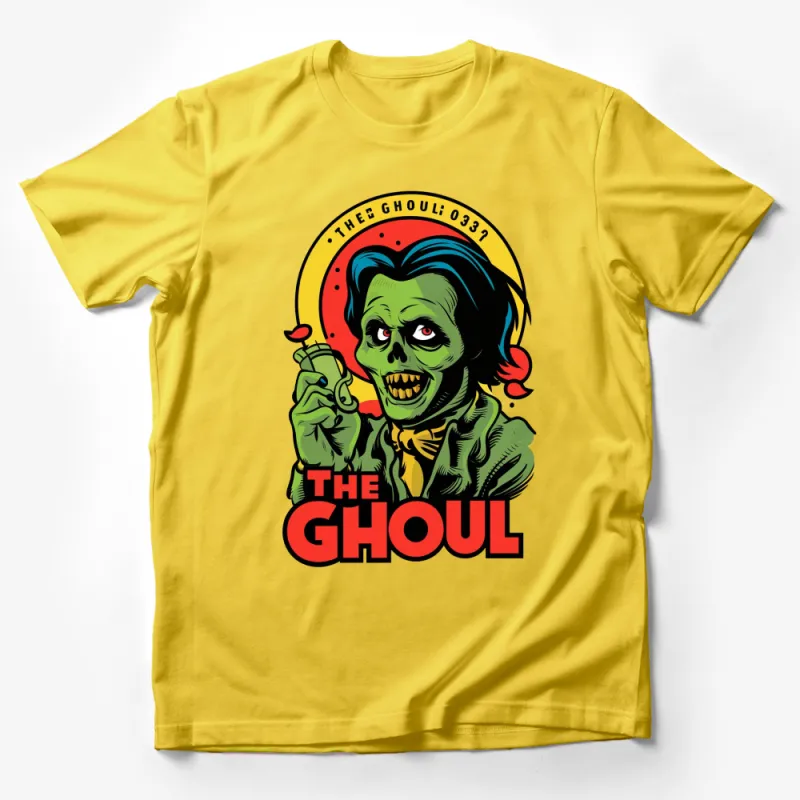 Vintage Ghoul Graphic T-Shirt, Retro Comic Horror Character Tee, Unisex Cotton Shirt, Vibrant Halloween Apparel Male T-Shirt