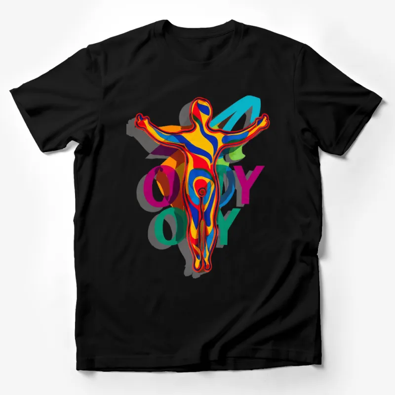 Colorful Abstract Human Form Art T-Shirt, Vibrant Graphic Tee, Unisex Fashion Top, Artistic Clothing Male T-Shirt