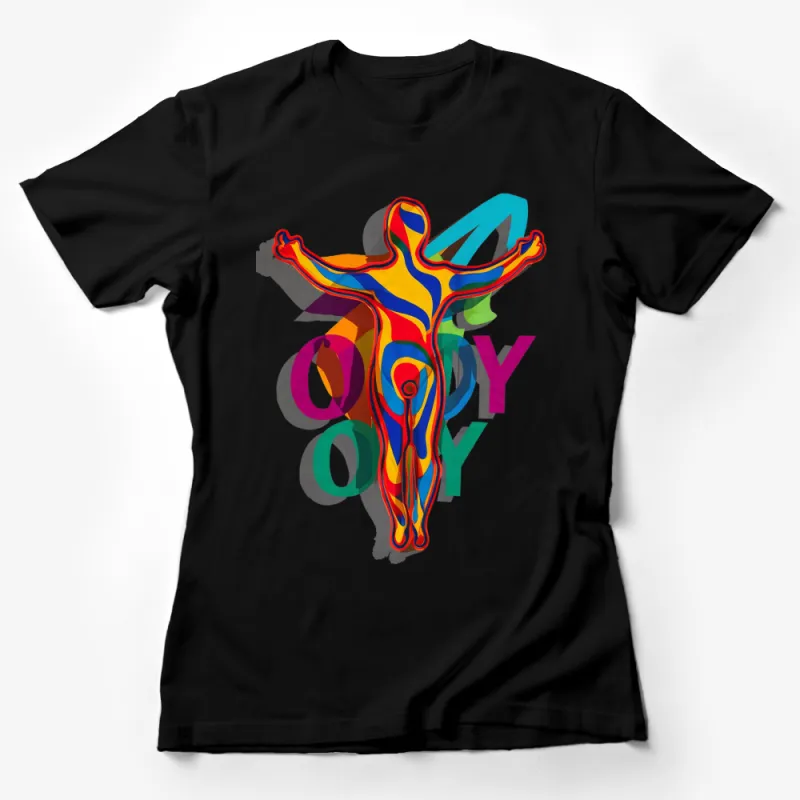 Colorful Abstract Human Form Art T-Shirt, Vibrant Graphic Tee, Unisex Fashion Top, Artistic Clothing Female T-Shirt