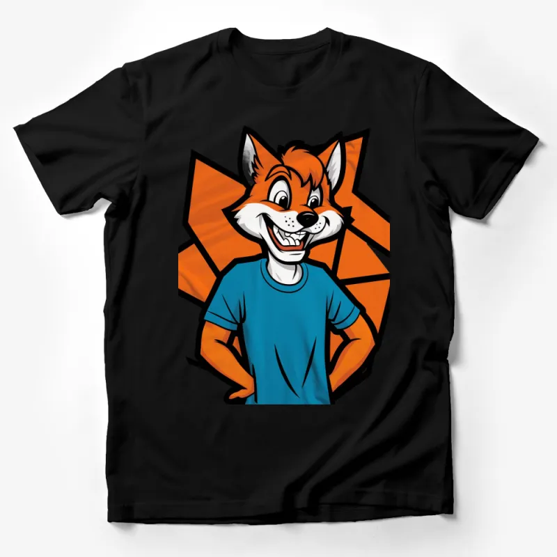 Cartoon Fox T-Shirt, Vibrant Orange Fox Graphic, Unisex Casual Wear Tee Male T-Shirt