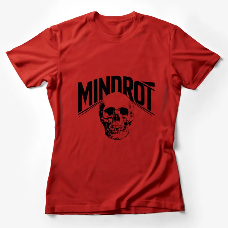 Mindrot Skull Graphic T-Shirt, Bold Black and White Design, Unisex Tee for Rock Fans Female T-Shirt