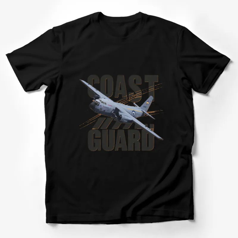 Coast Guard Airplane Graphic T-Shirt, Military Aircraft Tee, Patriotic Apparel Gift for Men and Women Male T-Shirt