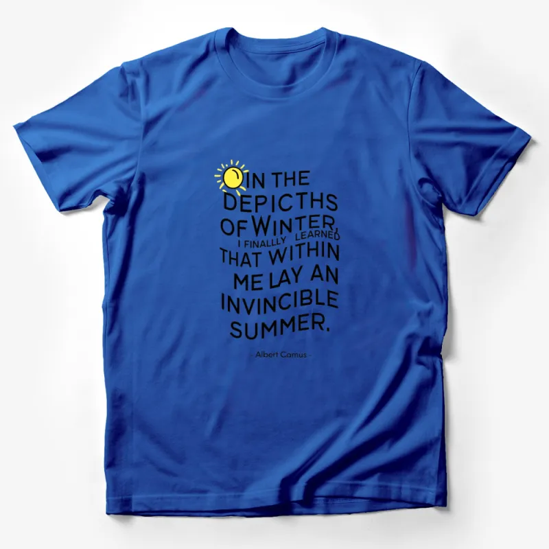 Albert Camus Quote T-Shirt - In the Depths of Winter Inspirational Summer Tee Male T-Shirt