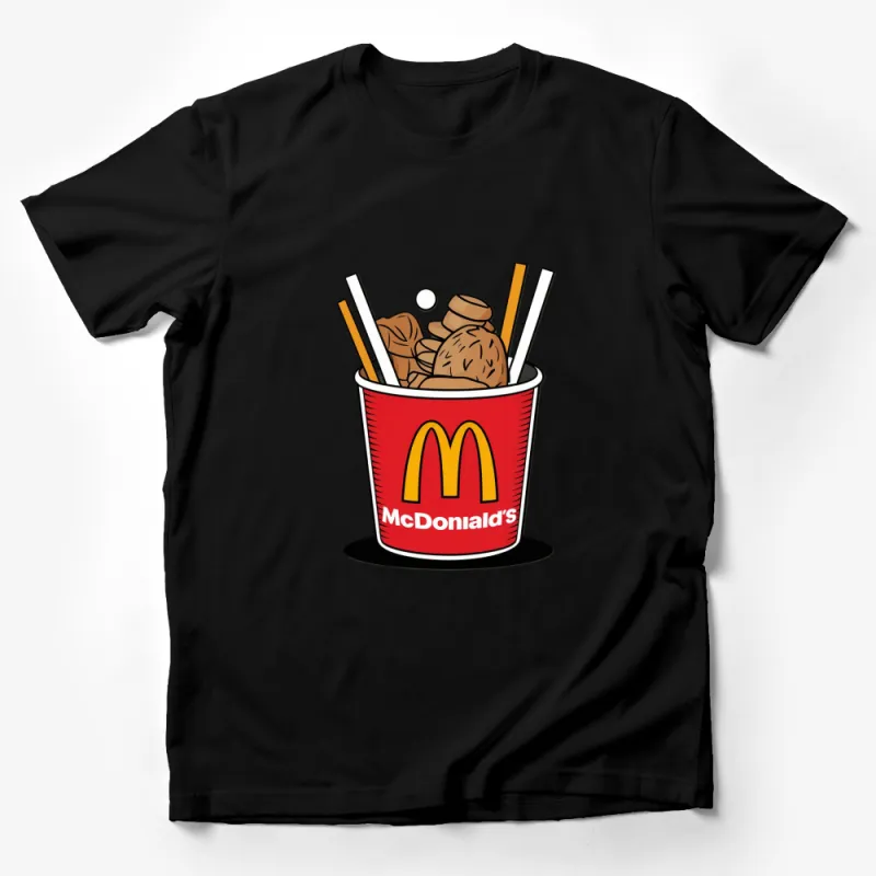 Fast Food Fun T-Shirt, Quirky McDonald's Fries Cup Graphic Tee, Unique Unisex Casual Wear Male T-Shirt