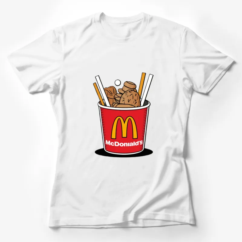 Fast Food Fun T-Shirt, Quirky McDonald's Fries Cup Graphic Tee, Unique Unisex Casual Wear Female T-Shirt