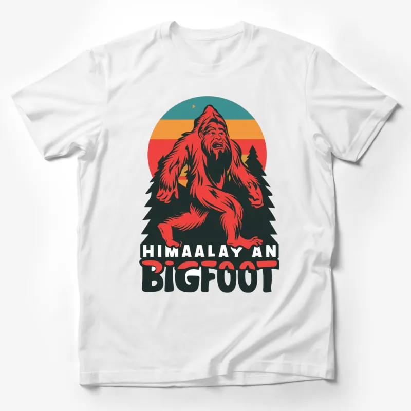 Himalayan Bigfoot Graphic T-Shirt, Vintage Sunset Sasquatch Design Tee, Retro Camping Shirt Male T-Shirt