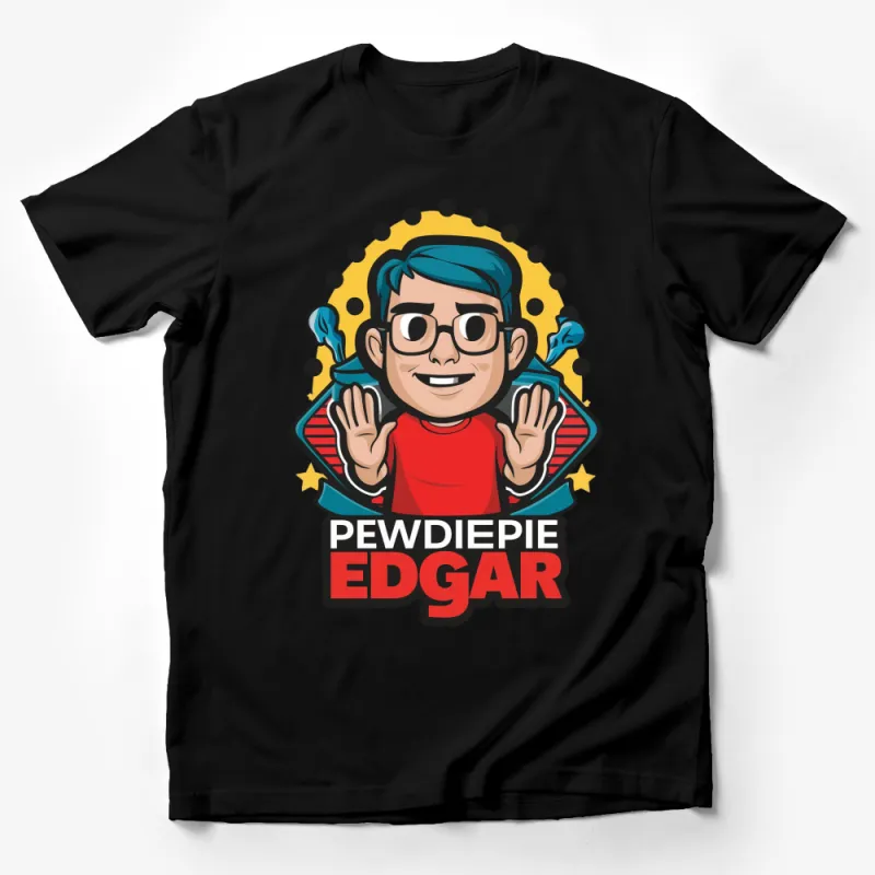 Edgar Graphic T-Shirt, Pewdiepie Fan Art, Geeky Style, Bold Colorful Design Tee, Unique Gift Idea Male T-Shirt