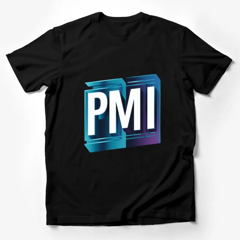 Modern PMI Logo T-Shirt, Bold Blue 3D Graphic Tee, Unisex Fashion Top, Trendy Office Wear Male T-Shirt