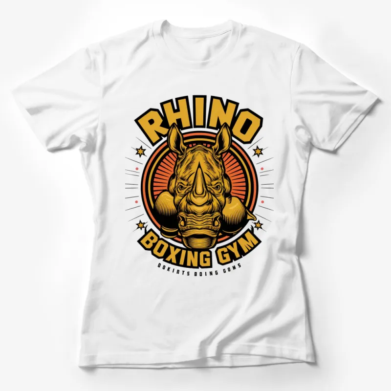 Rhino Boxing Gym Vintage Logo T-Shirt, Retro Fighter Sports Tee, Athletic Apparel, Unique Graphic Print Shirt Female T-Shirt