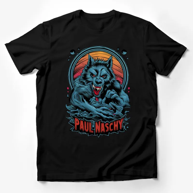 Paul Naschy Werewolf Graphic T-Shirt, Retro Horror Movie Art, Unisex Vintage Style, Bold Full-Color Print Tee Male T-Shirt