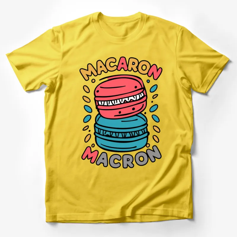 Colorful Macaron T-Shirt, Cute French Pastry Tee, Fun Dessert Illustration, Gift for Foodies Male T-Shirt