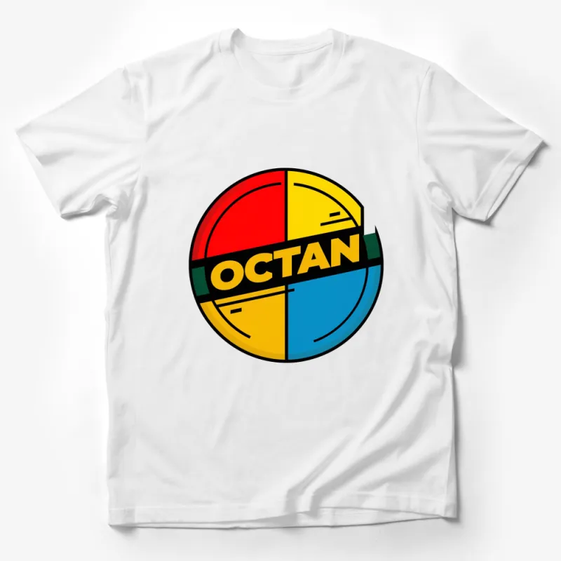 Colorful Octan Logo T-Shirt, Vintage Style Graphic Tee, Unisex Retro Shirt, Bold Colors Male T-Shirt