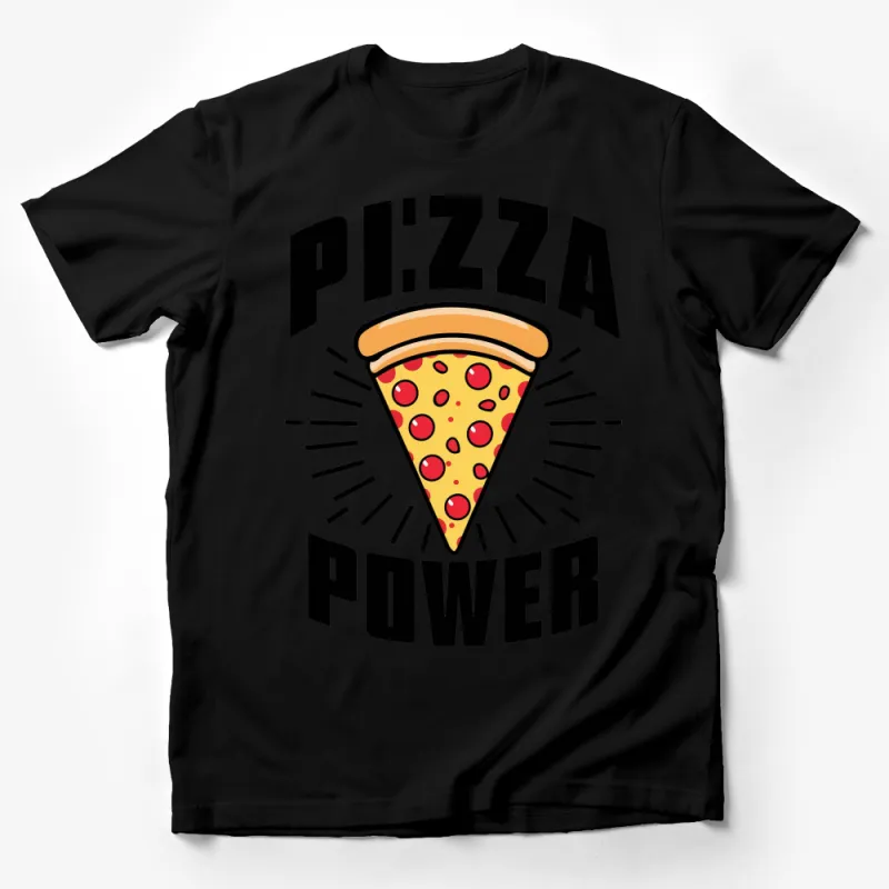 Funny Pizza Power T-Shirt, Trendy Pepperoni Pizza Slice Graphic Tee, Casual Food Lover Shirt Male T-Shirt