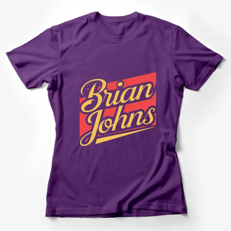 Brian Johns Custom Name Red Banner Graphic T-Shirt, Unique Retro Style Personalized Shirt Female T-Shirt