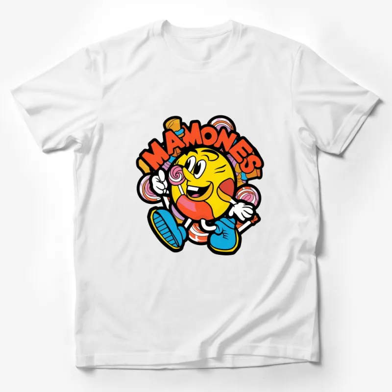 Bright Yellow MandM Character T-Shirt, Colorful Candy Graphic Tee, Fun Casual Wear for All Ages Male T-Shirt