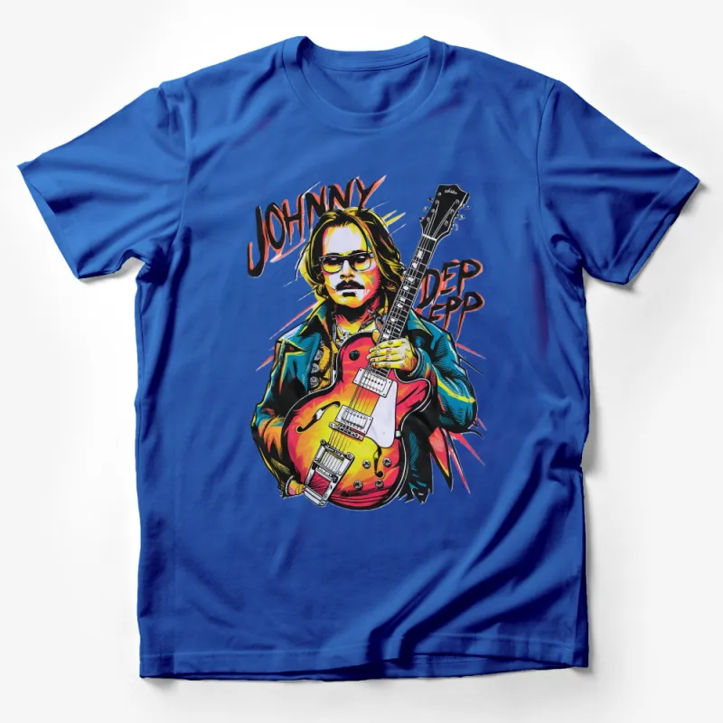 Johnny Depp Inspired Guitarist Artwork T-Shirt, Vibrant Musician Design Tee, Unisex T-Shirt Male T-Shirt