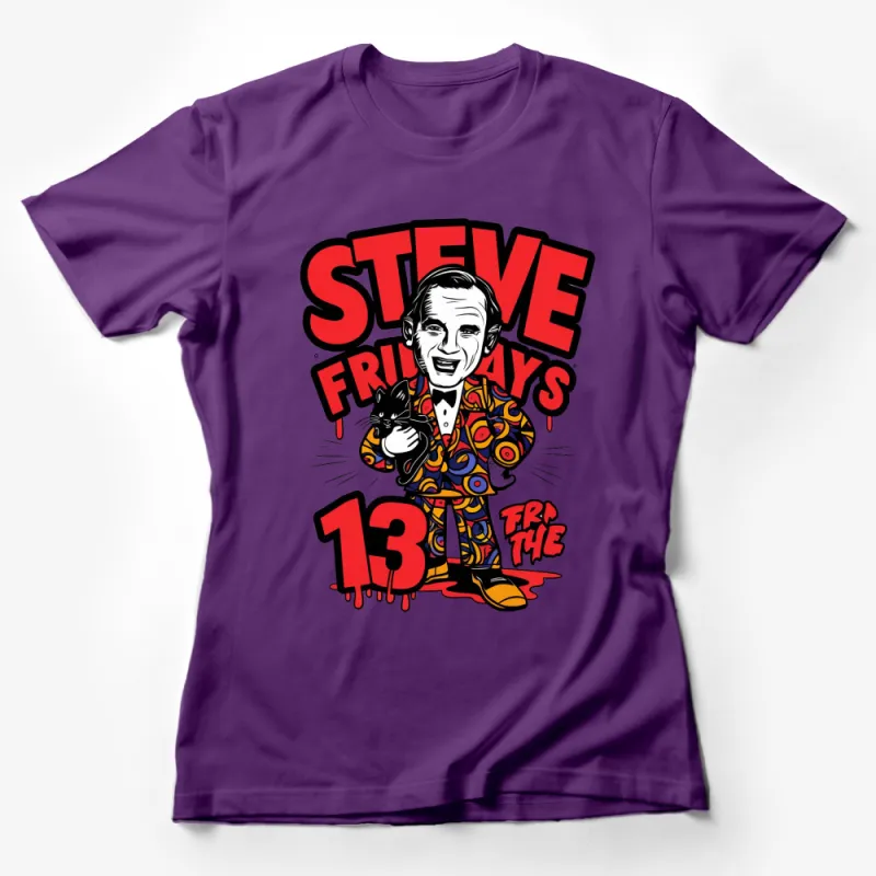 Pop Art T-Shirt Steve Fridays, Retro Comic Art Tee, Classic TV Show Homage, Colorful Funky Design, Unisex Fashion Female T-Shirt