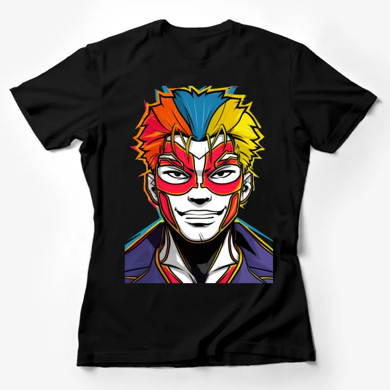 Colorful Anime Character T-Shirt, Bold Graphic Tee, Youthful Urban Streetwear, Unisex Fashion Top Female T-Shirt