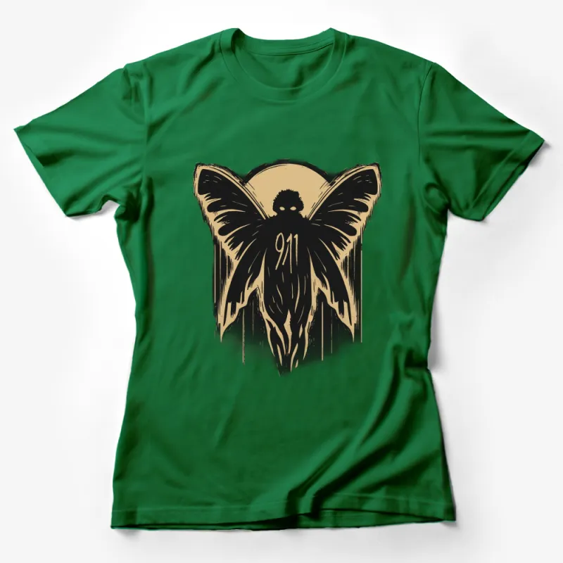 Gothic Angel Wings 911 Graphic T-Shirt, Dark Fantasy Art Tee, Mystic Urban Style Shirt, Unique Apparel Female T-Shirt