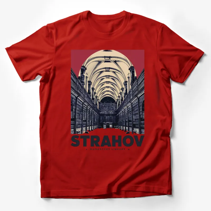 Strahov Monastery Library T-Shirt, Vintage Style Architectural Graphic Tee, Bohemian Library Art, Unisex Clothing Male T-Shirt