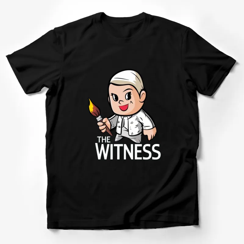 Chef Cartoon T-Shirt, The Witness, Funny Cook with Flame Shirt, Unique Graphic Tee for Food Lovers Male T-Shirt