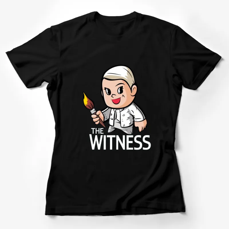 Chef Cartoon T-Shirt, The Witness, Funny Cook with Flame Shirt, Unique Graphic Tee for Food Lovers Female T-Shirt