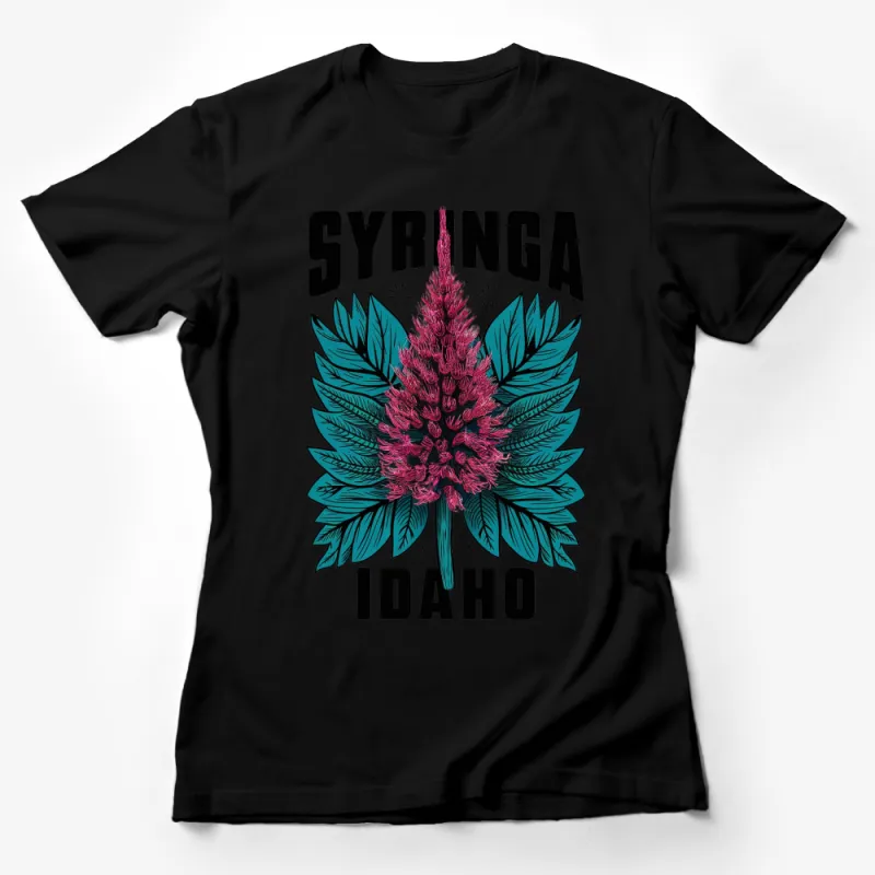 Idaho Syringa Flower Graphic T-Shirt, Vibrant Pink and Teal Floral Tee, Botanical Nature Inspired Casual Fashion Top Female T-Shirt