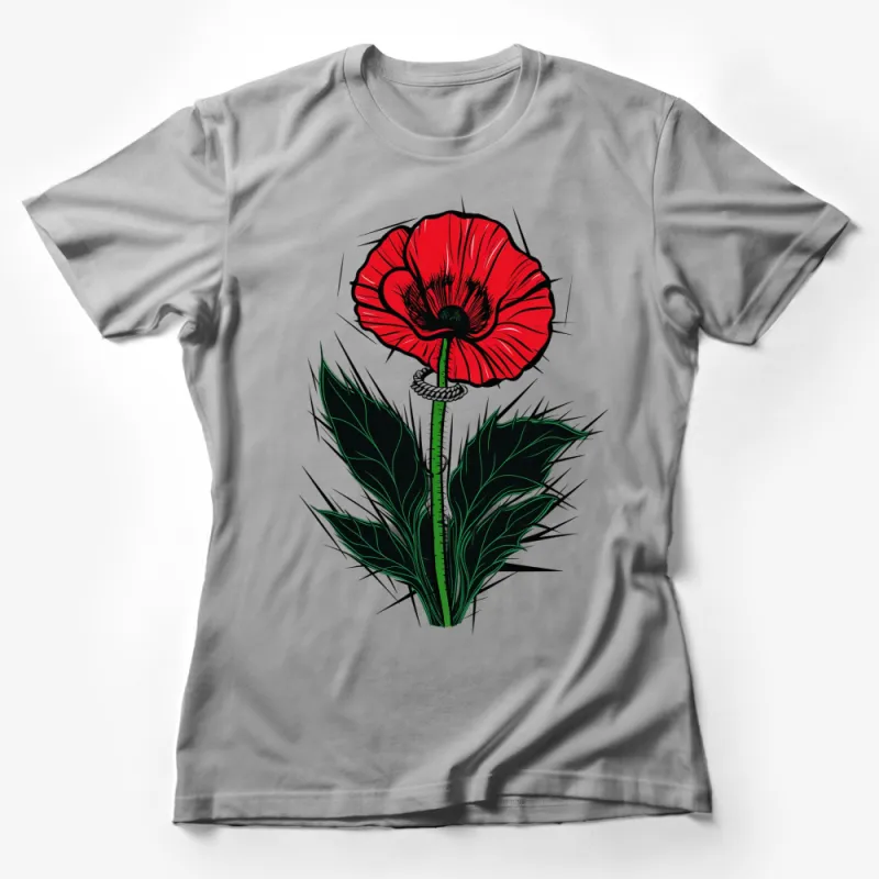 Stunning Red Poppy Flower Graphic T-Shirt, Botanical Art Tee, Floral Nature Lover Shirt Female T-Shirt