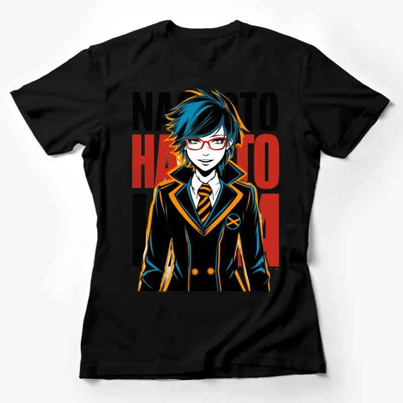 Vibrant Anime Character Graphic Tee, Bold Red and Blue, Unisex Anime T-Shirt Female T-Shirt