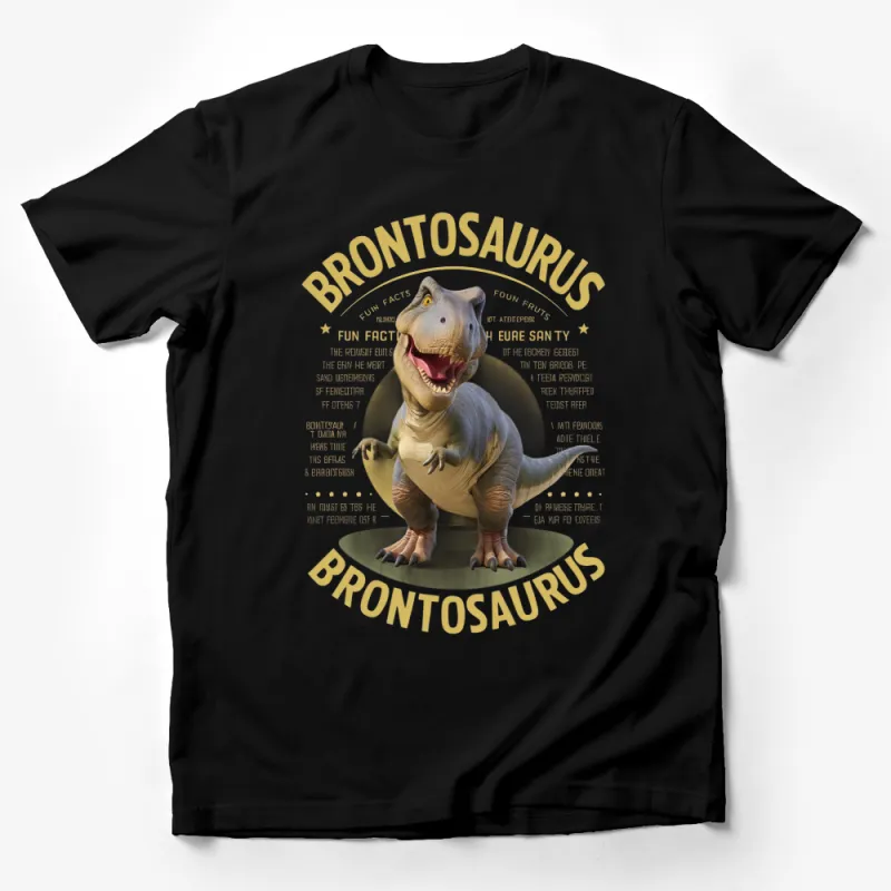 Brontosaurus Dinosaur Graphic T-Shirt, Vintage Style Fun Facts Design, Unisex Casual Tee Male T-Shirt