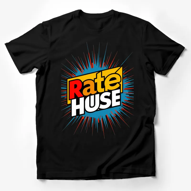 Bold Rate HUSE Graphic T-Shirt, Colorful Pop Art Style Tee, Unisex Casual Fashion Apparel Male T-Shirt