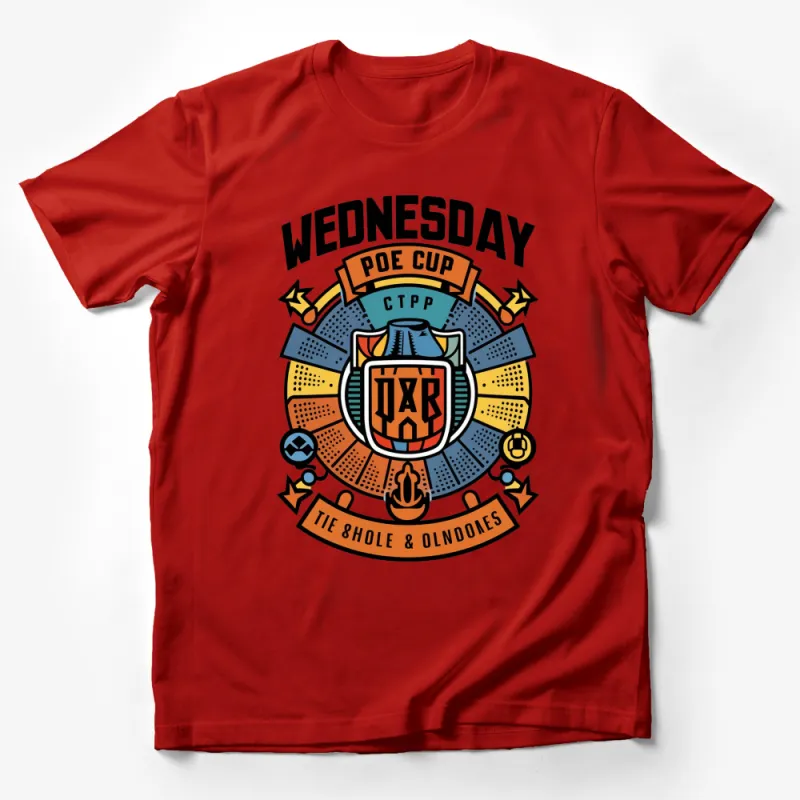 Wednesday Poe Cup CTPP Retro Graphic T-Shirt, Vintage Style Bold Colors Unisex Tee, Casual Streetwear Male T-Shirt